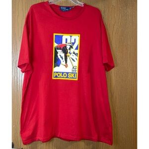 Polo Ralph Lauren red cotton T-shirt with Polo Ski graphic tshirt #poloski
